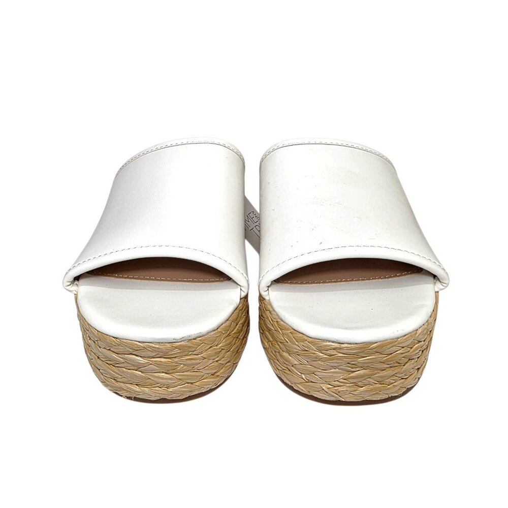 Raffia Platform Comfort Slide Sandals White Time and Tru Womens Sz 8, 9, 10, 11 - Picture 4 of 8